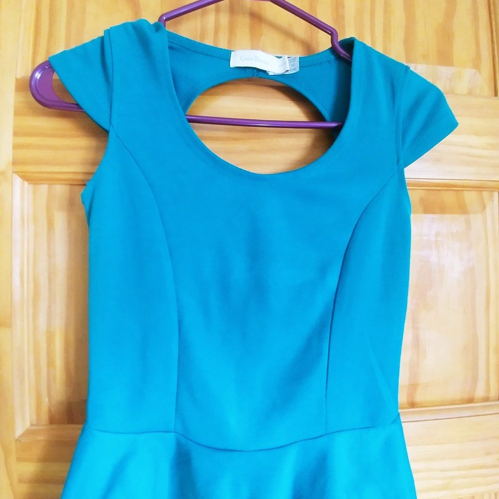 Costa Blanca blue/green peplum shirt
